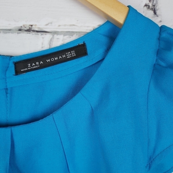 ZARA Zipper Back Blouse blue - Picture 3 of 7